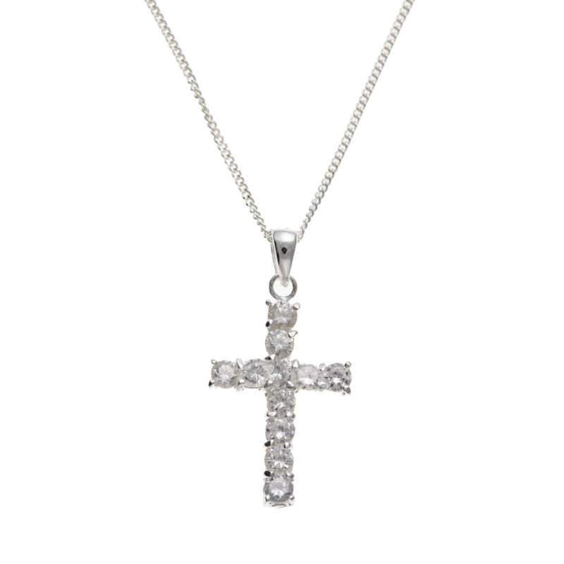Silver Cross Pendant with Cubic Zirconia's Necklaces & Pendants Carathea