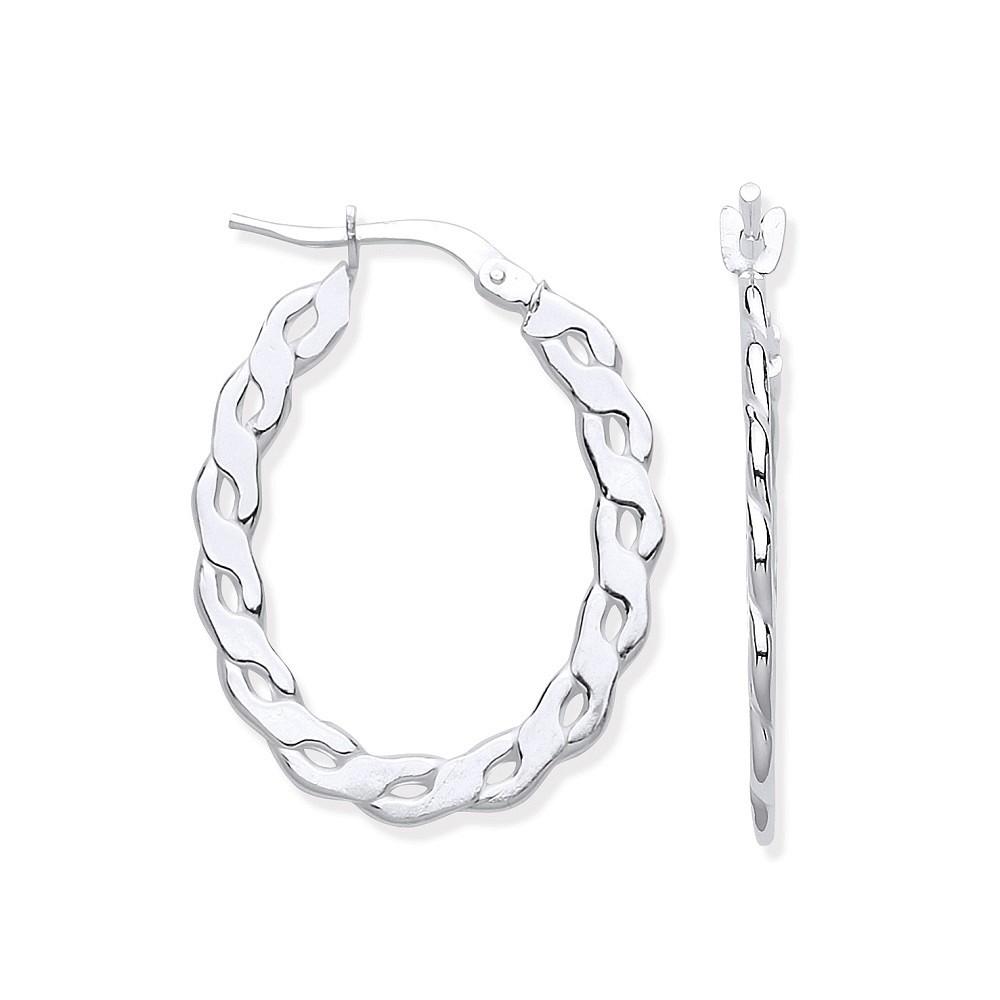 Silver Infinity Link Oval Hoop Earrings Earrings Hanron 