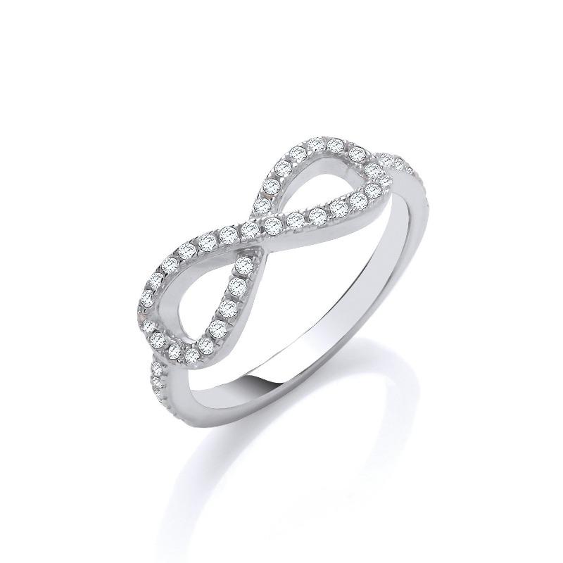 Silver Infinity Ring set with Cubic Zirconia's Rings Carathea 