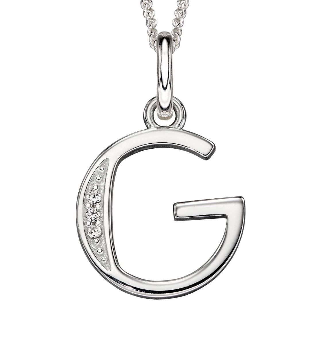 Silver Alphabet Initial Pendant with CZ Jewellery Gecko G 