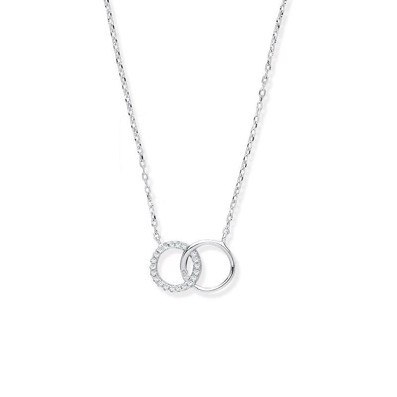 Silver Necklace with Interlocking Circles Jewellery Hanron 
