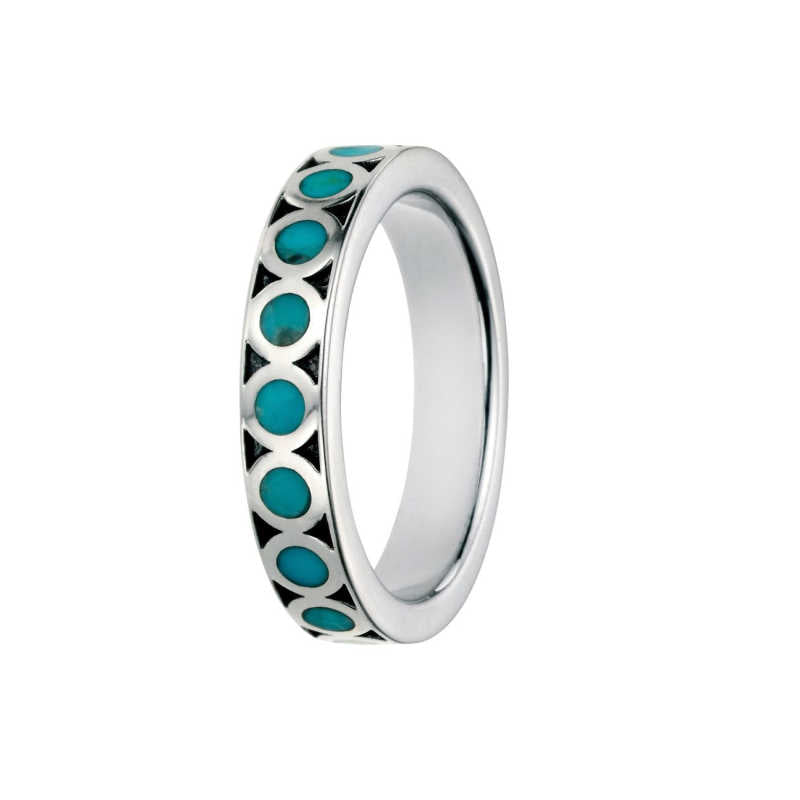 Silver Band with Turquoise Inlay Rings Carathea 