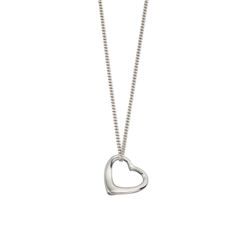 Silver Slip-On Open Heart Pendant Necklaces & Pendants Gecko 
