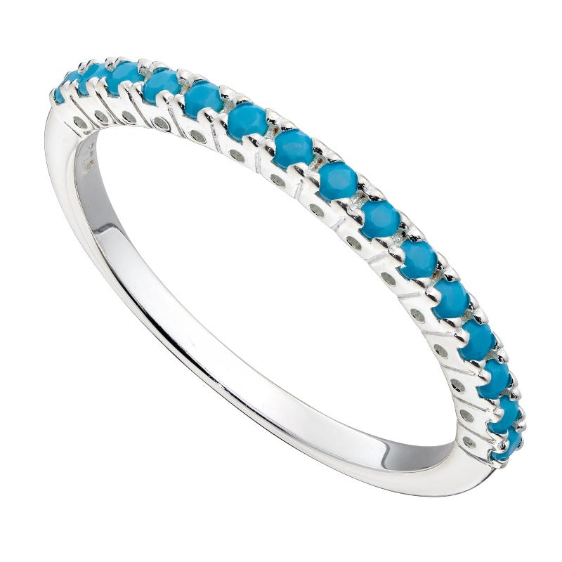 Silver and Turquoise Crystal Pave Ring Rings Carathea 