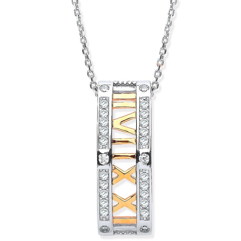 Silver and Gold Vermeil Roman Numeral Pendant Necklaces & Pendants Hanron 