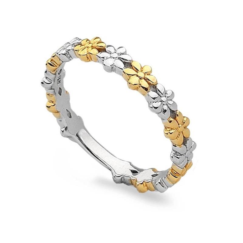 Silver And Gold Plated Flower Ring Rings Carathea