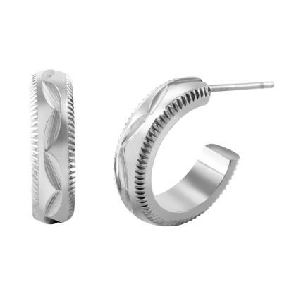 Stainless Steel Open Hoop Earrings with Laser Engraving Earrings Monera 