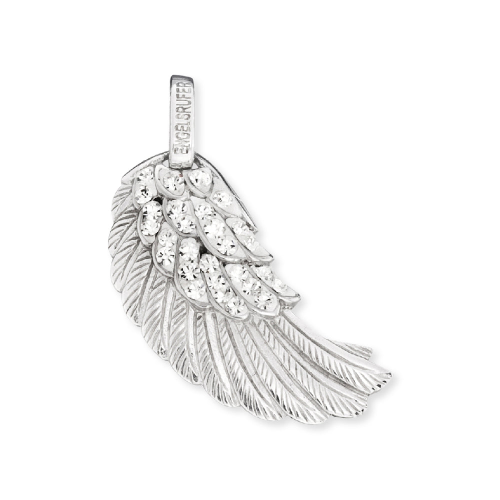 silver and cz angel wing pendant