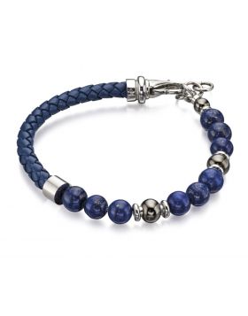 Fred Bennett Blue Lapis Lazuli Beaded and Leather Bracelet men's bracelets & bangles FRED BENNETT 