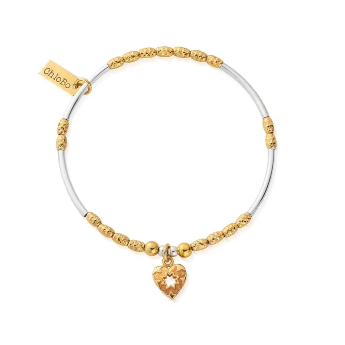 Chlobo Gold and Silver Decorated Star Heart Bracelet | Carathea