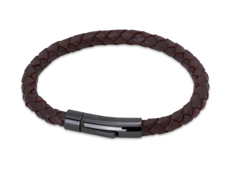 Men's Leather Bracelet in Antique Brown with Steel Clasp Men's Bracelets Unique Medium (21 cm) 