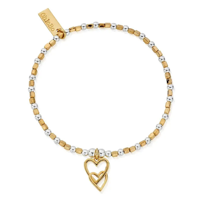 Chlobo Gold and Silver Interlocking Love Heart Bracelet | Carathea