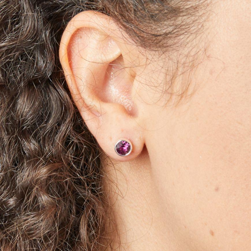 Silver Amethyst Crystal Stud Earrings Earrings Gecko 