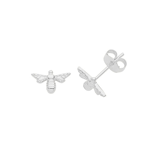 Silver Rhodium Plated Bee Stud Earrings Earrings Treasure House Limited 