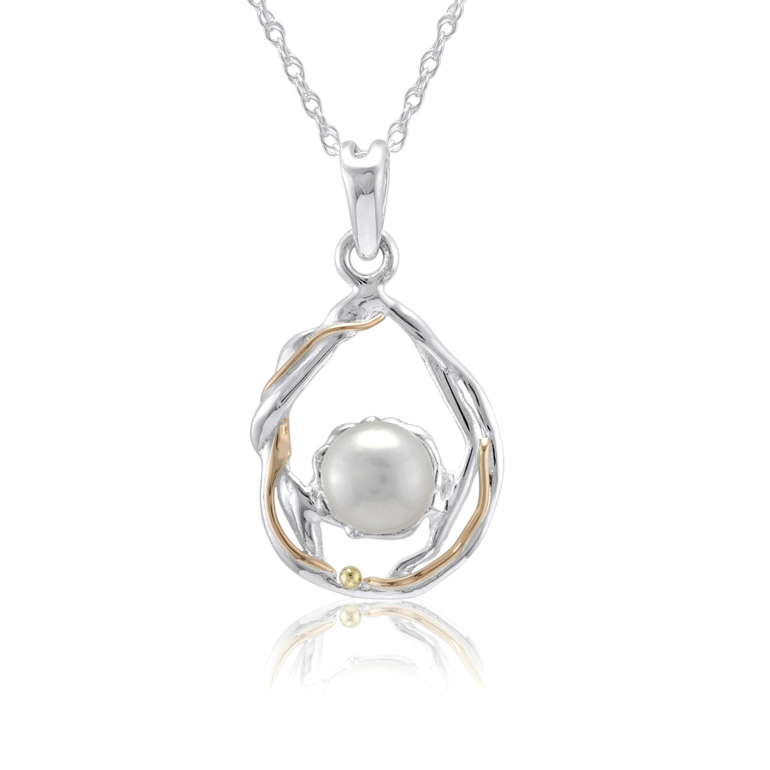 silver pearl pendant with gold fill