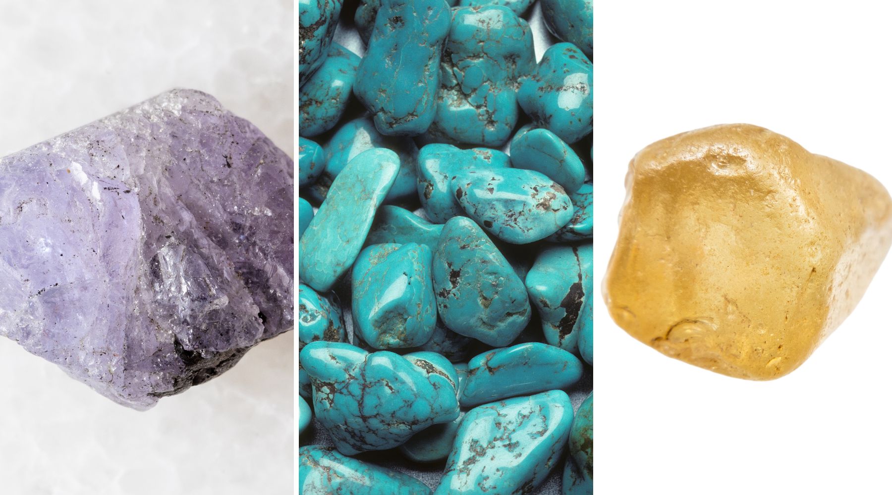 December birthstones - tanzanite, turquoise and zircon.