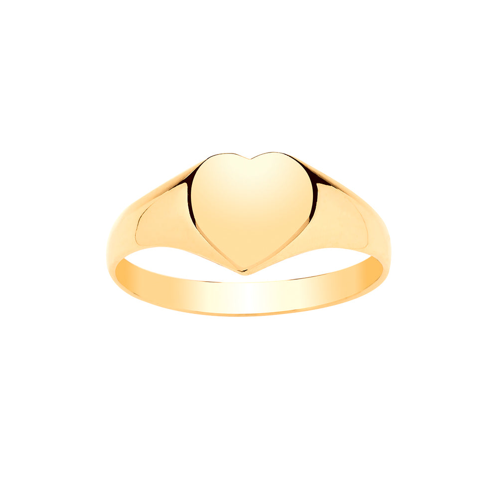 Gold ladies' heart signet ring