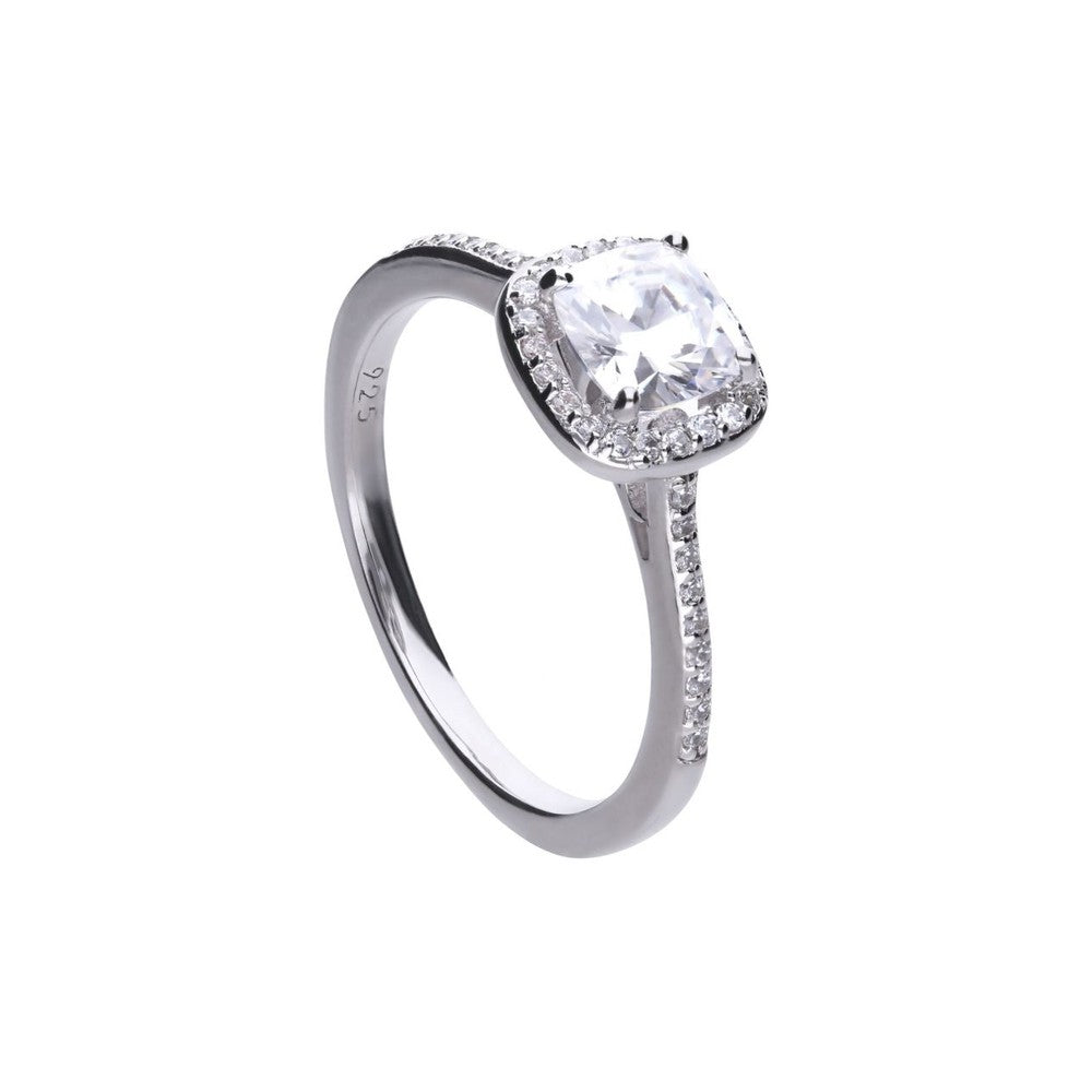 Diamonfire cushion-cut cluster ring with pave surround