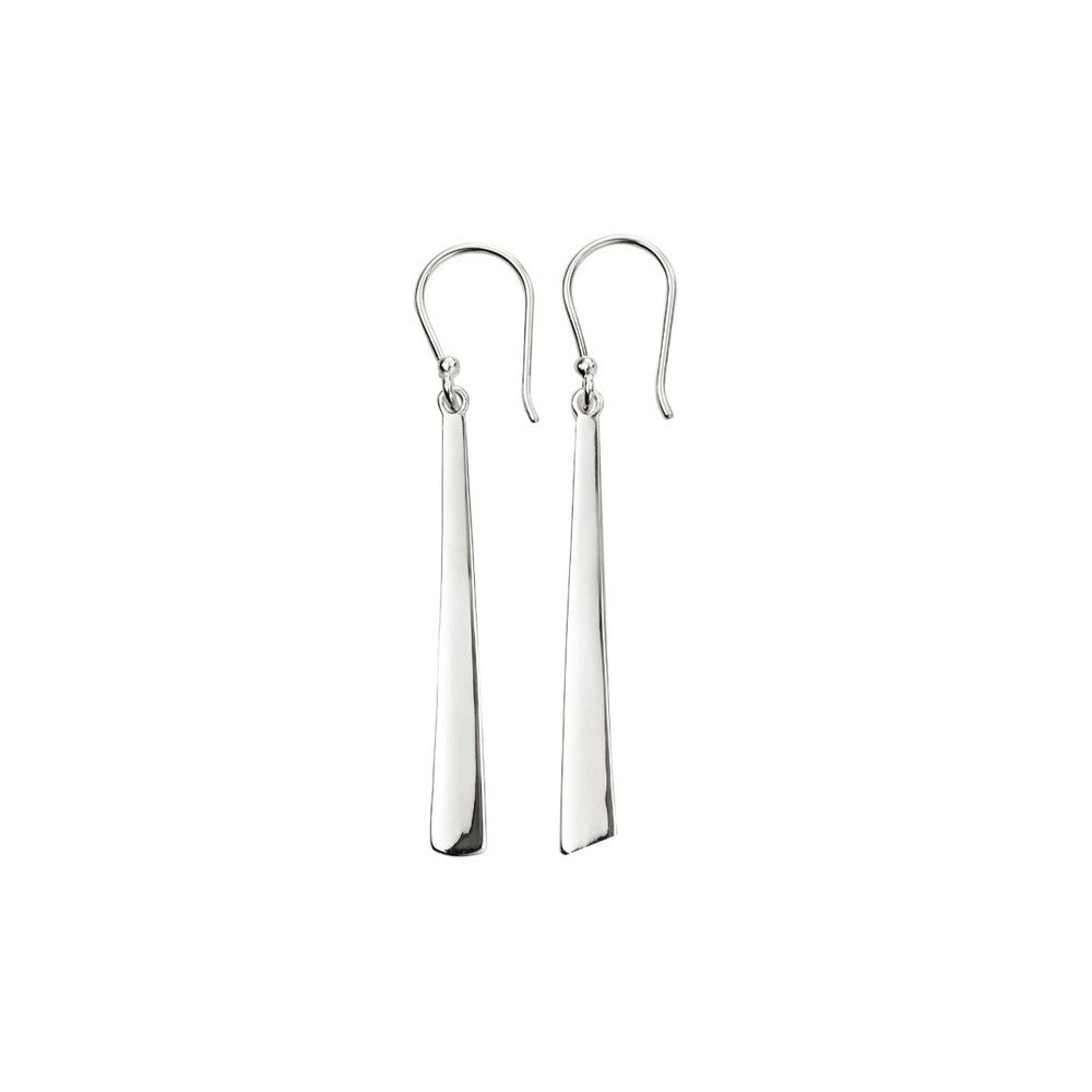 Sterling silver long tapered bar drop earrings