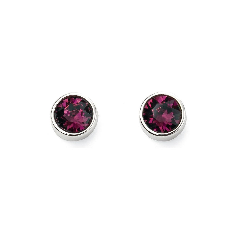 Silver amethyst crystal stud earrings