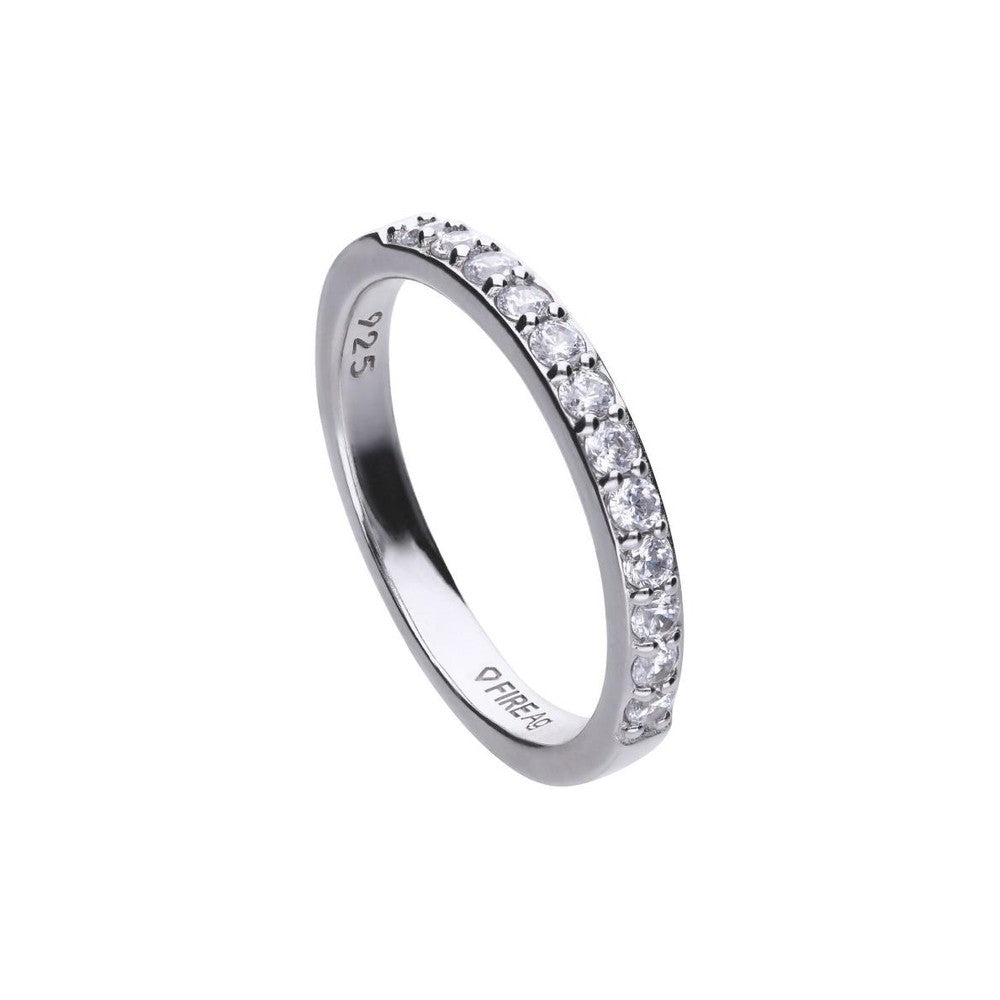 Sterling silver half eternity ring with zirconia