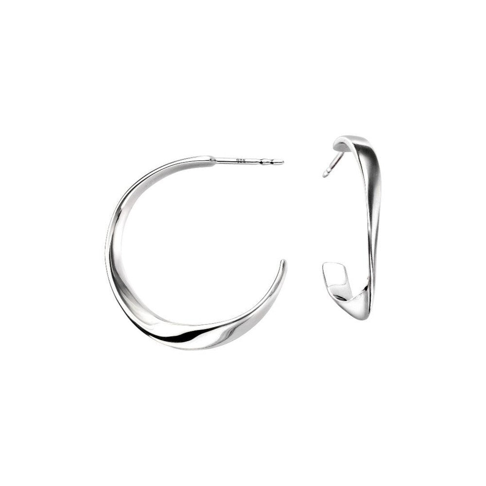 Silver twist hoop earrings