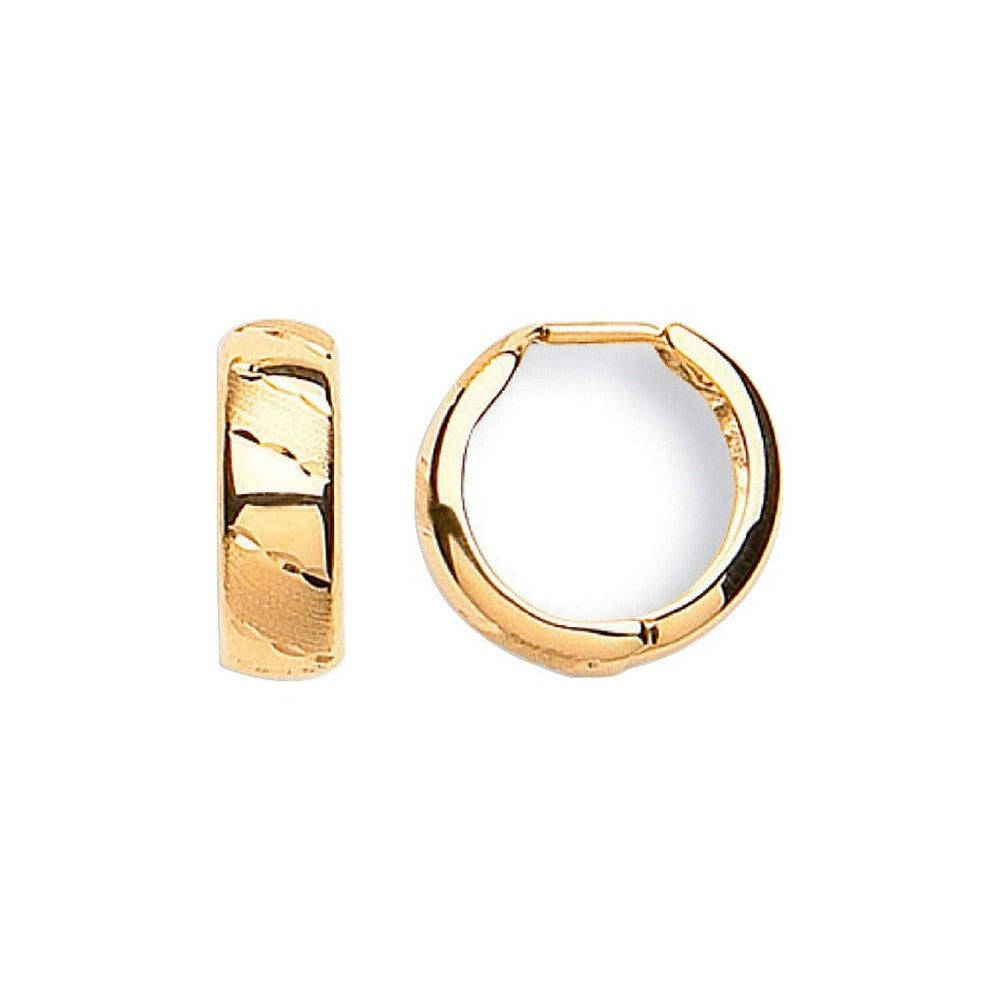 Gold diamond-cut huggie earrings