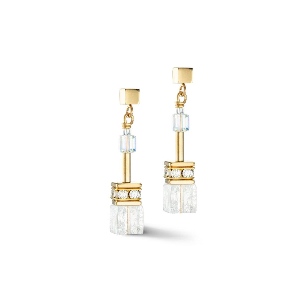 Coeur de Lion white and gold drop earrings