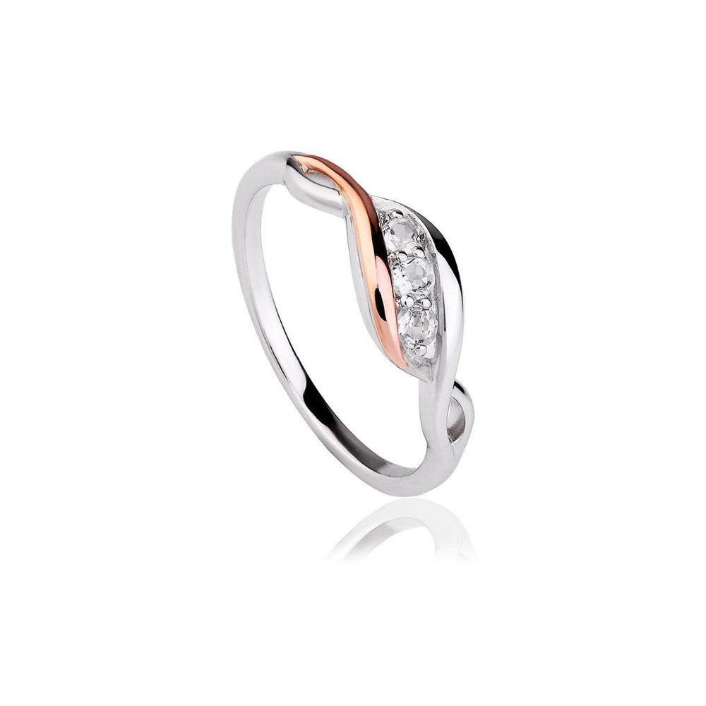 Clogau silver and rose gold ring set with stones