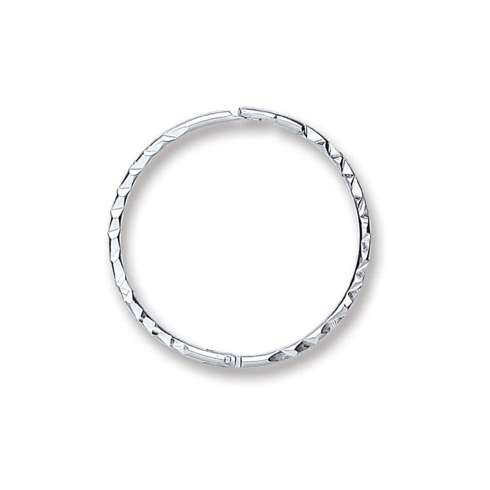 Silver diamond-cut hinged sleeper earring
