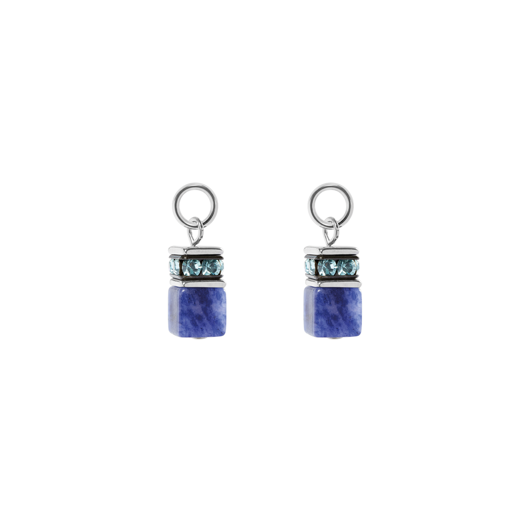 Couer de Lion GeoCube Drop Earring Charms silver/blue - Carathea & Jools