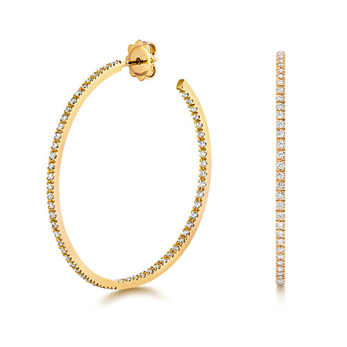 18ct Yellow Gold & Diamond Creole Hoop Earrings 1.10 ct