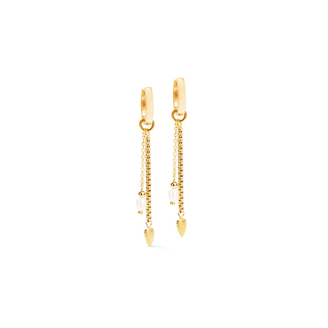 Coeur de Lion Hoop Drop Earrings with white pearl - Carathea & Jools