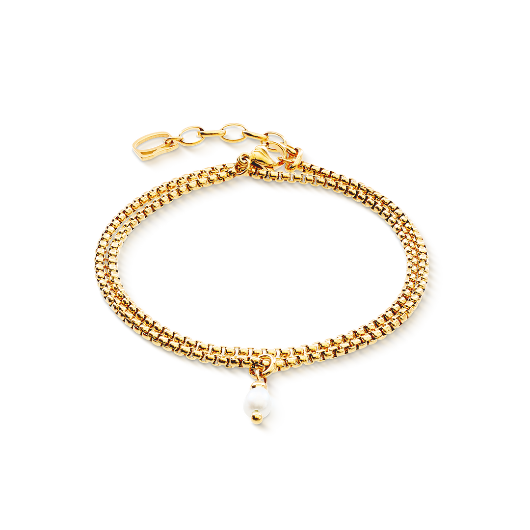 Coeur de Lion Serene Knot gold plated stainless steel bracelet with freshwater pearl - Carathea & Jools