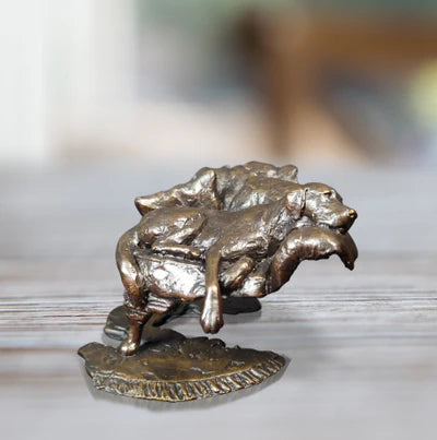 Solid Bronze Labrador in Chair Sculpture (Limited Edition)