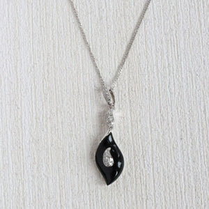 white gold onyx and diamond pendant - Carathea jewellers