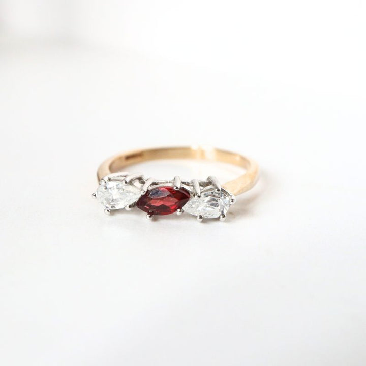 gold garnet and cubic zirconia ring - Carathea jewellers