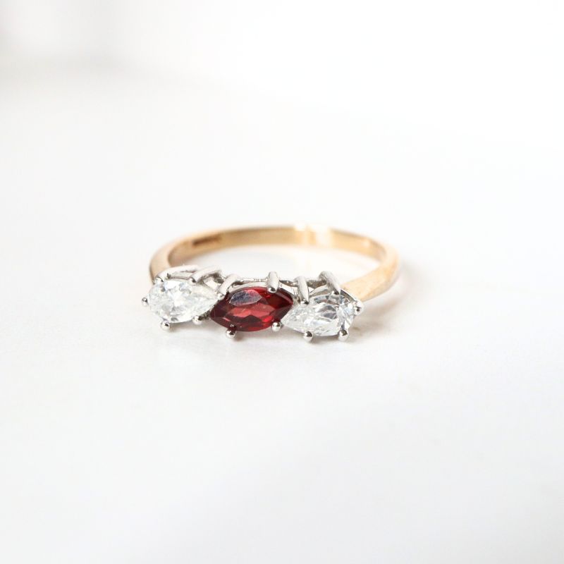 gold garnet and cubic zirconia ring - Carathea jewellers