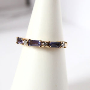 gold iolite and diamond band ring - Carathea jewellers