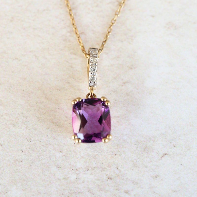 gold amethyst and diamond pendant - Carathea jewellers