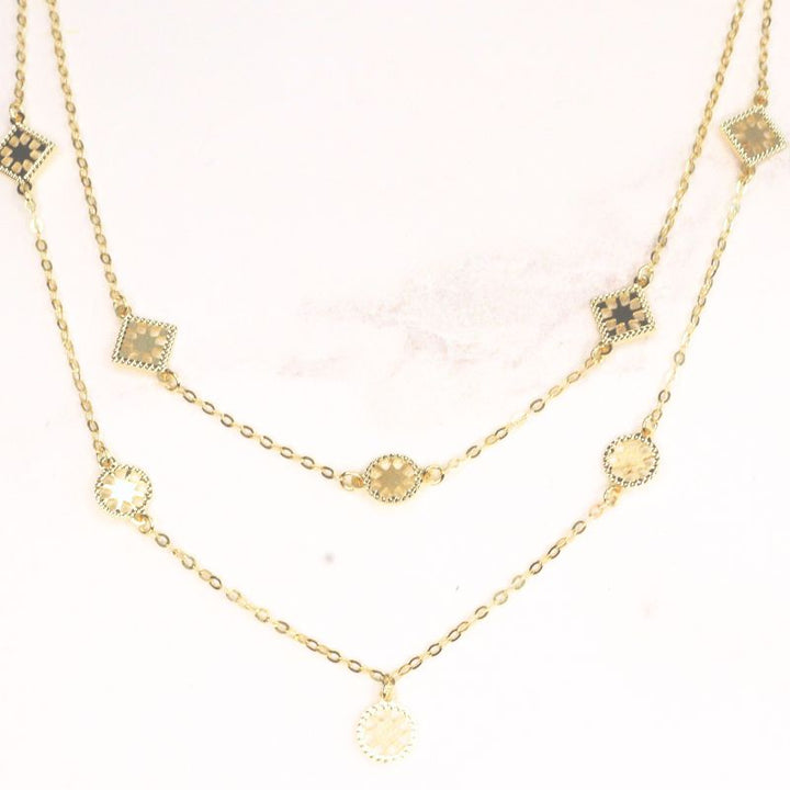 9ct Gold Double Stranded Filgree "Shapes" Necklace