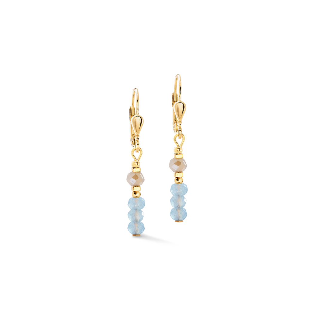 Faceted jade beaded drop earrings in gold plated stainless steel - Carathea & Jools