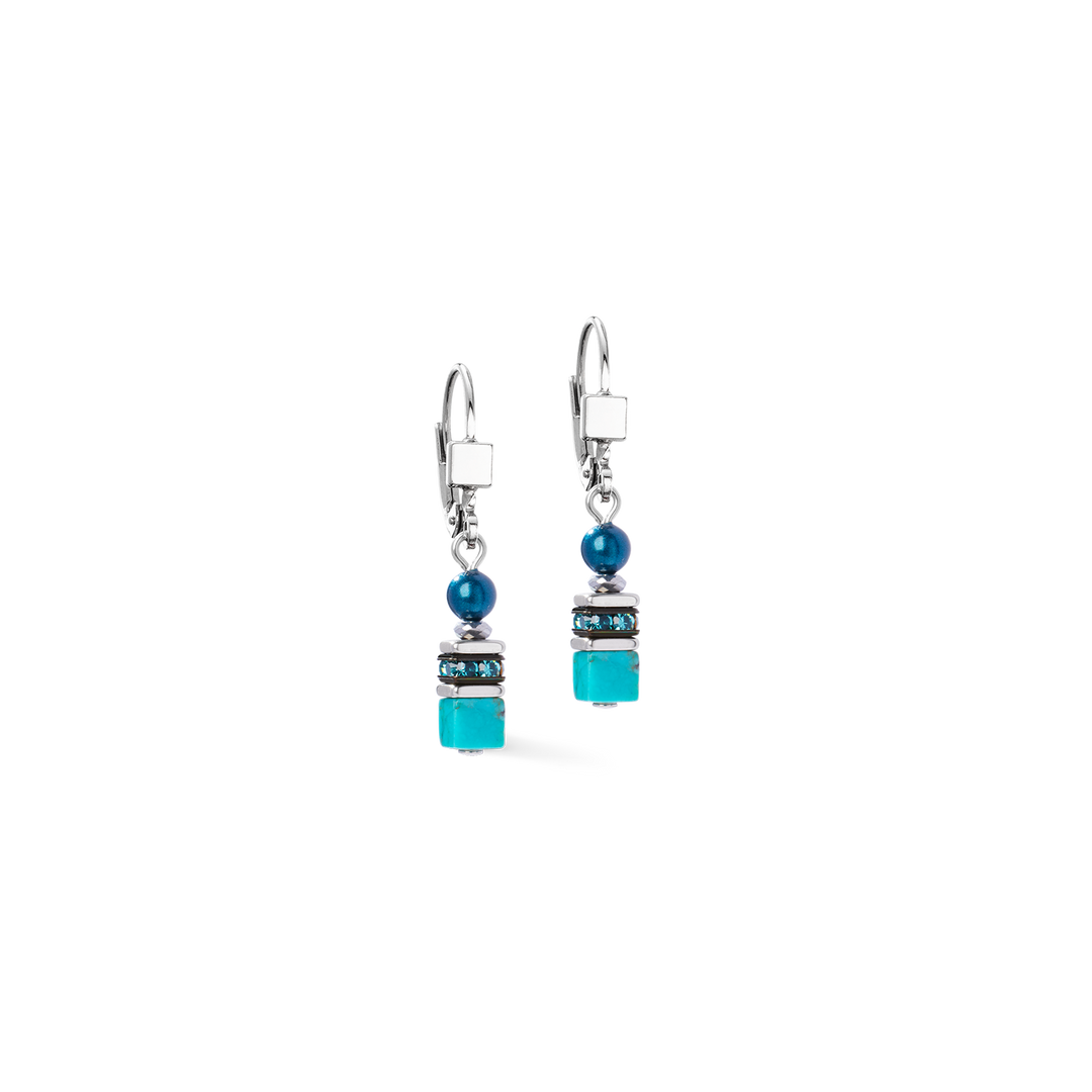 Coeur de lion teal drop earrings with crystals - Carathea & Jools