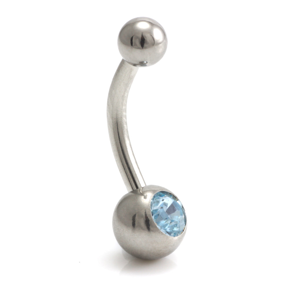 HP titanium navel/belly bar with aqua blue crystal - Carathea & Jools