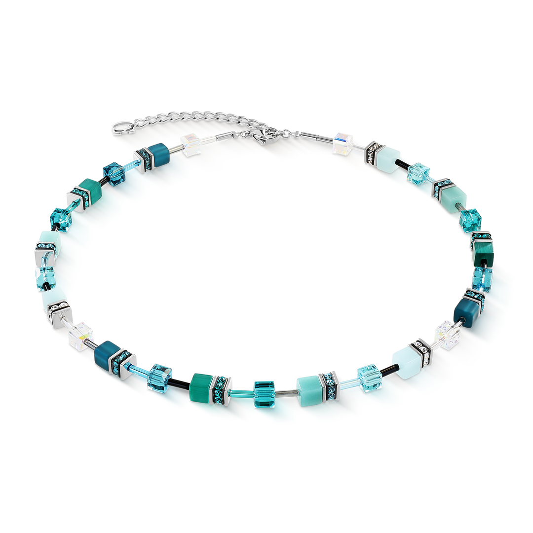 Coeur de Lion Teal cubes necklace with Swarovski crystal - Carathea & Jools