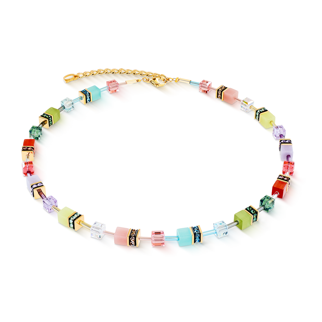 Coeur de Lion Iconic Necklace with multicolour cubes and Swarovski crystals - Carathea & Jools