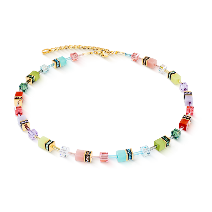 Coeur de Lion Iconic Necklace with multicolour cubes and Swarovski crystals - Carathea & Jools