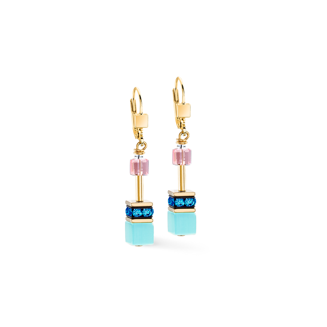 Coeur de Lion GeoCube® earrings in blue and pink - Carathea & Jools