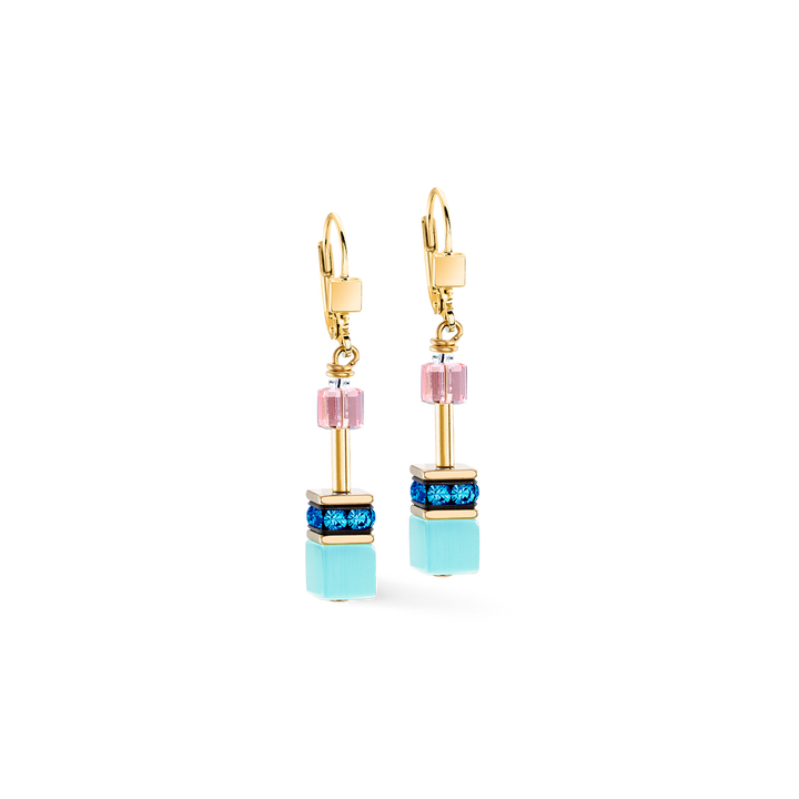 Coeur de Lion GeoCube® earrings in blue and pink - Carathea & Jools