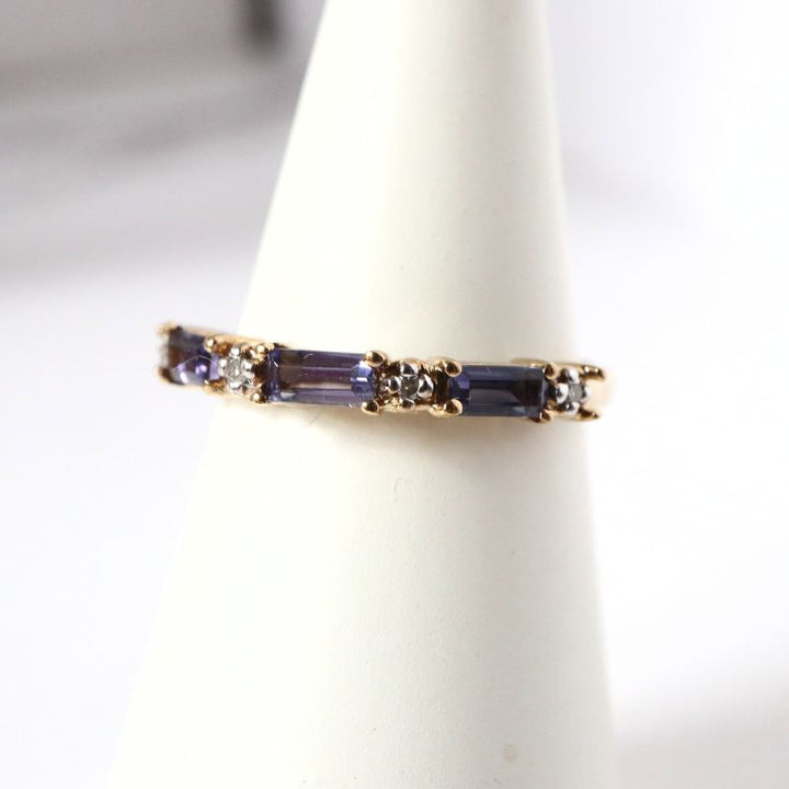 gold iolite and diamond band ring - Carathea jewellers
